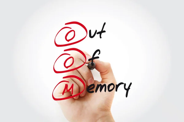 Scrittura Mano Oom Out Memory Con Marker Acronimo Business Concept — Foto Stock