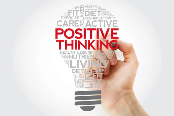 Positive Thinking Bulb Word Cloud Collage Marker Health Concept Background — Stock Photo, Image