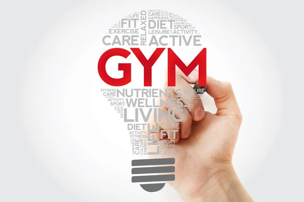 Gym Bulb Word Cloud Collage Marker Health Concept Background — Stock Photo, Image