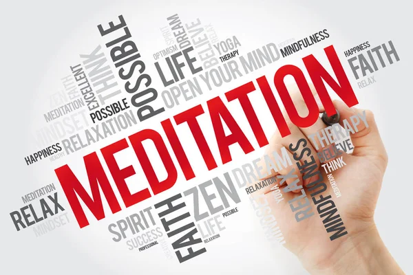 Meditation Word Cloud Med Markör Konceptet Bakgrund — Stockfoto