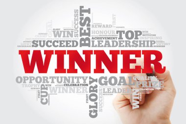 Marker, iş kavramı arka plan ile kazanan kelime bulutu