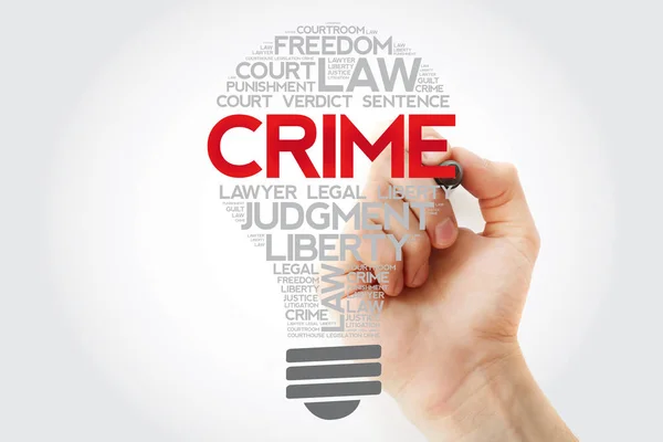 Crime Bulb Word Cloud Collage Marker Concept Background — Stock Photo, Image