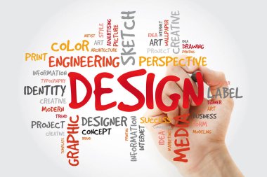 Marker, yaratıcı iş kavramı ile tasarım kelime bulutu