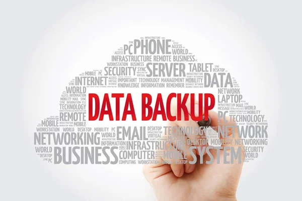 Data Backup Word Cloud Med Markör Teknik Konceptet Bakgrund — Stockfoto