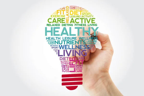 Healthy Bulb Word Cloud Collage Marker Health Concept Background — Stock Photo, Image