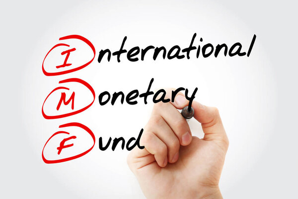 IMF - International Monetary Fund acronym with marker, business concept background
