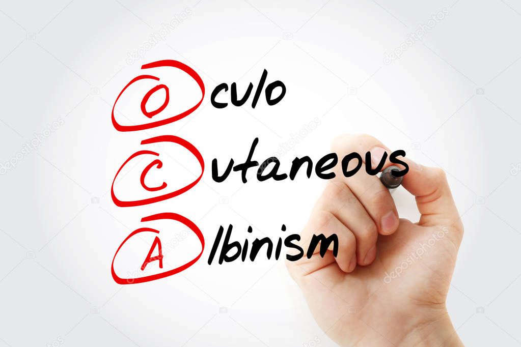 OCA - Oculo Cutaneous Albinism acronym with marker, concept background