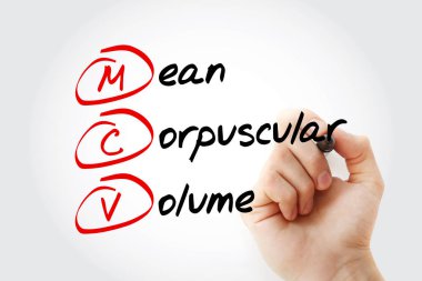 MCV - Mean Corpuscular Volume acronym with marker, concept background clipart