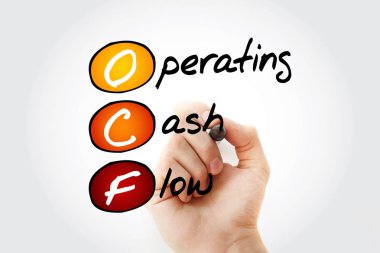 OCF - İşletme Nakit Akış kısaltması keçeli kalemle, iş konsepti geçmişi