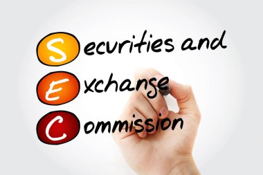 SEC - Securities and Exchange Commission acronym with marker, business concept background clipart