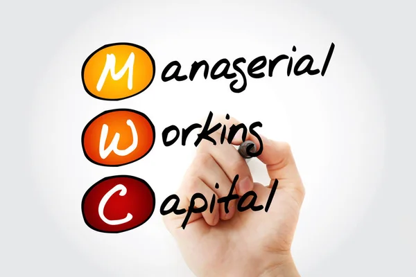 MWC - Managerial Working Capital acronym with marker, business concept background