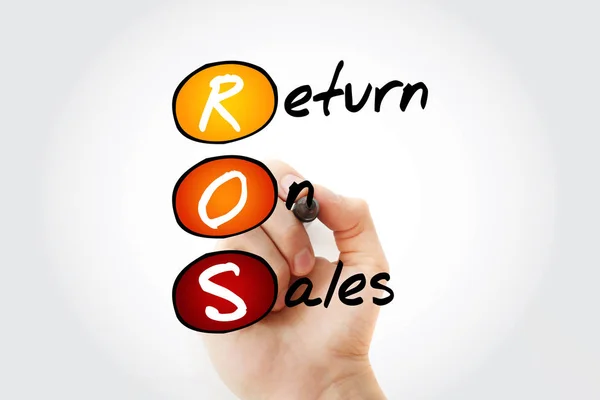Ros Return Sales Akronim Dengan Penanda Latar Belakang Konsep Bisnis — Stok Foto