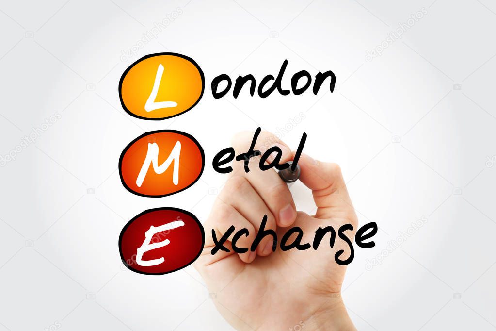 LME - London Metal Exchange acronym with marker, business concept background