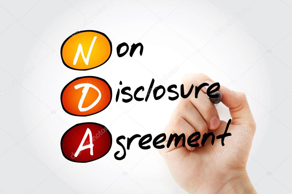 NDA - Non-Disclosure Agreement acronym with marker, business concept background