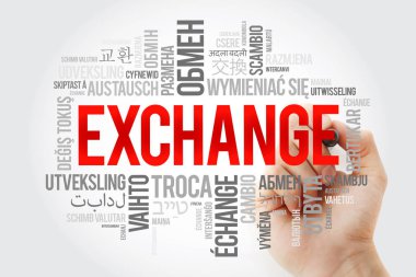 Exchange kelime bulut iş kavramı marker ile farklı dillerde