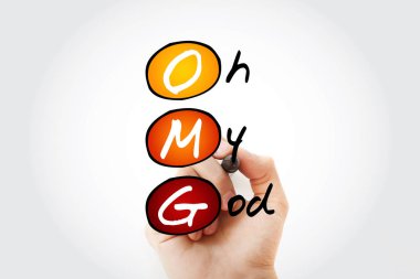 OMG - Oh My God marker, kavram arka plan ile yazma el