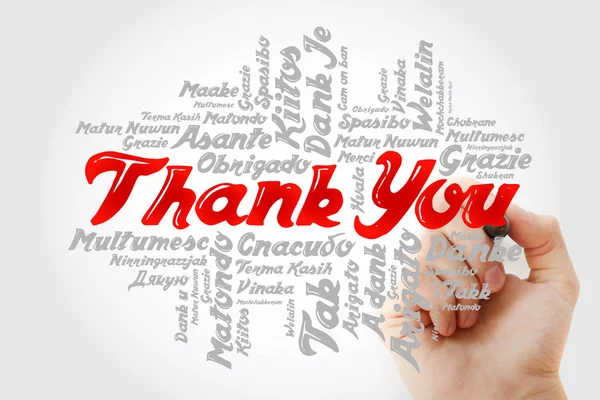 Thank You Word Cloud Background Marker All Languages Multilingual Education — Stock Photo, Image