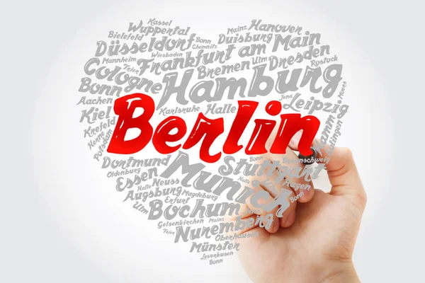 List Cities Towns Germany Composed Love Sign Heart Shape Word — Stock Photo, Image