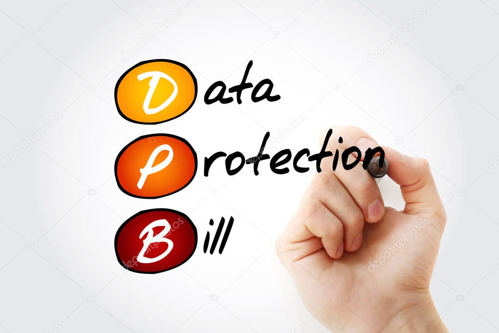 DPB - Data Protection Bill acronym with marker, technology concept background