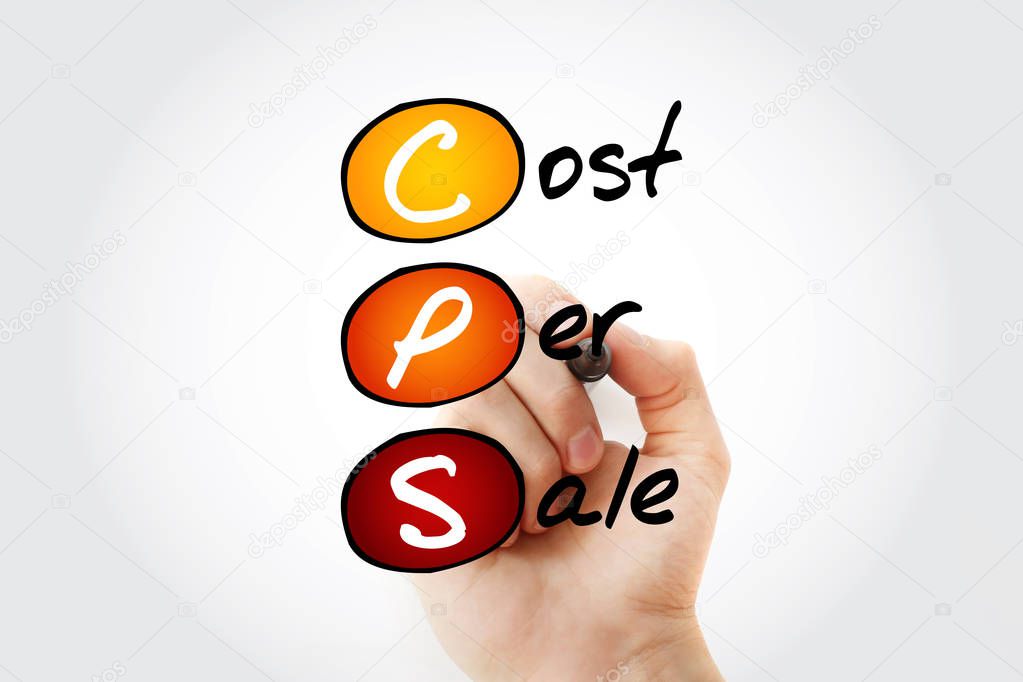 CPS - Cost Per Sale acronym with marker, business concept background