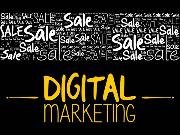 Marketing Digital Palavra Nuvem Colagem Fundo Conceito Negócios —  Vetores de Stock