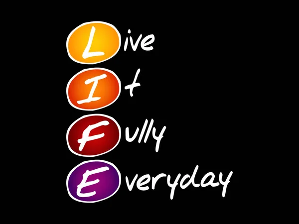 Life Live Fully Everyday Mozaikszó Üzleti Koncepció — Stock Vector