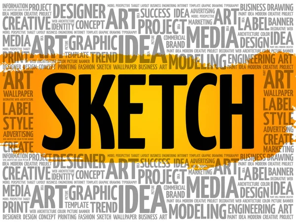 SKETCH kata awan, konsep kreatif - Stok Vektor