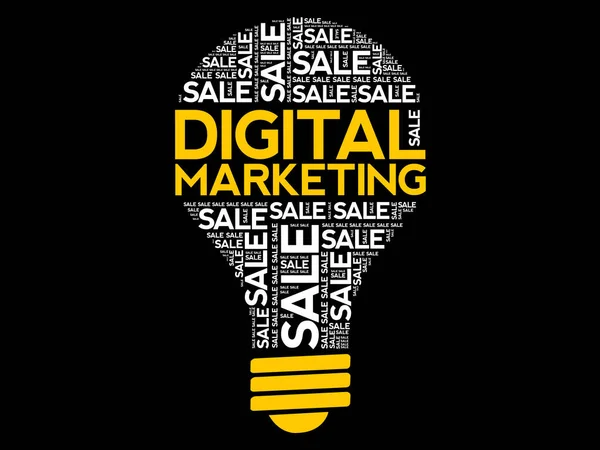 Colagem de nuvem de palavra bulbo de marketing digital —  Vetores de Stock
