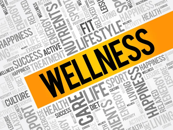 Wellness slovo mrak, fitness, sport — Stockový vektor