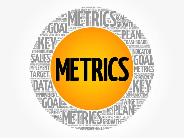 Metrics circle word cloud, business concept — Stock Vector