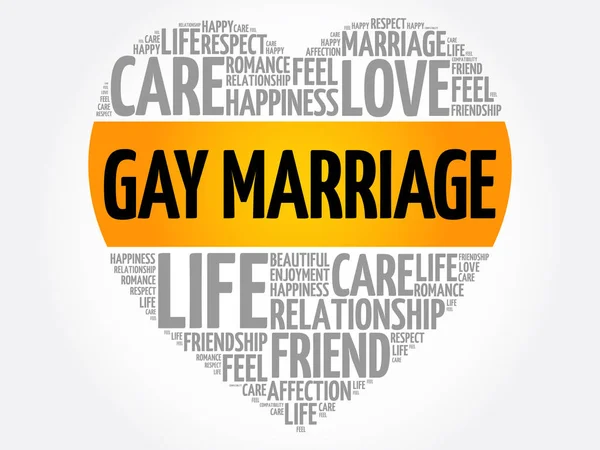 Gay γάμος έννοια, καρδιά σύννεφο λέξεων — Διανυσματικό Αρχείο