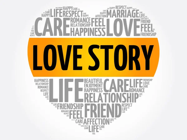 Love Story szó felhő kollázs — Stock Vector