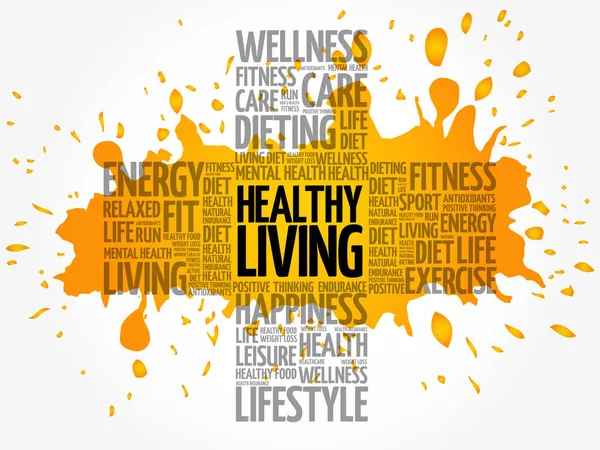 Healthy Living word cloud collage — Stock Vector