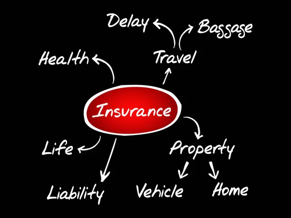Insurance mind map flowchart — Stock Vector