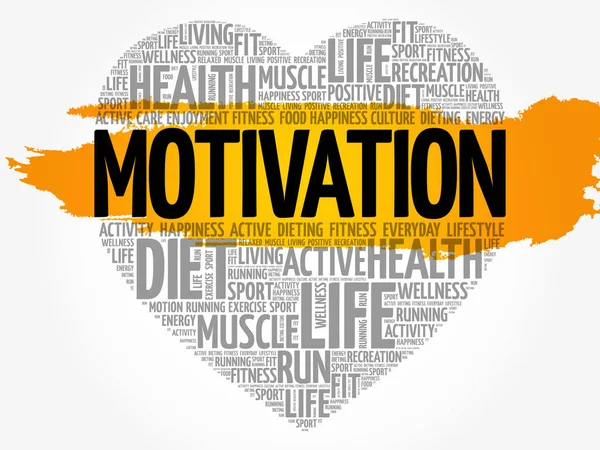 Motivatie hart word cloud — Stockvector