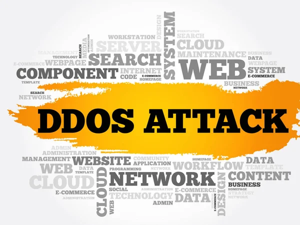 DDOS Ataque palabra nube collage — Vector de stock