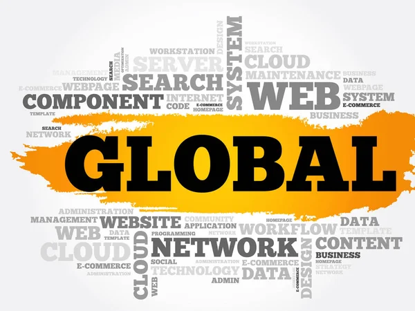 Globální aplikace word cloud koláž — Stockový vektor