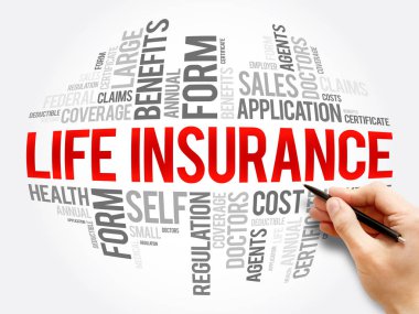 Hayat sigortası kelime bulutu kolaj