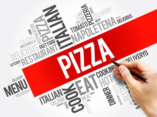 Pizza word cloud collage — Stockfoto