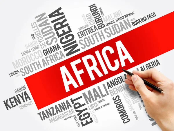 Lista över afrikanska länder word cloud collage — Stockfoto