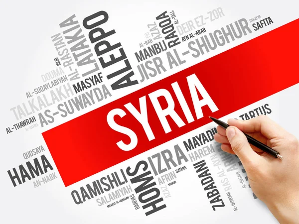 Lista de ciudades y pueblos en Siria, word cloud — Foto de Stock