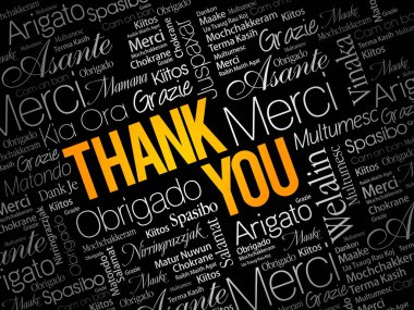 Teşekkürler Kelime Bulutu farklı dillerde