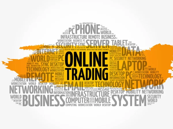 Online Trading λέξη σύννεφο κολάζ — Διανυσματικό Αρχείο