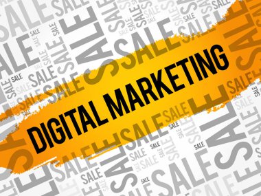 Dijital pazarlama kelime bulutu kolaj