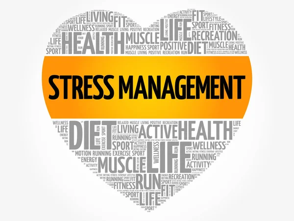 Stress Management nuvem de palavras do coração — Vetor de Stock
