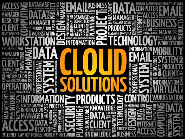 Cloud Solutions nube de palabras — Vector de stock