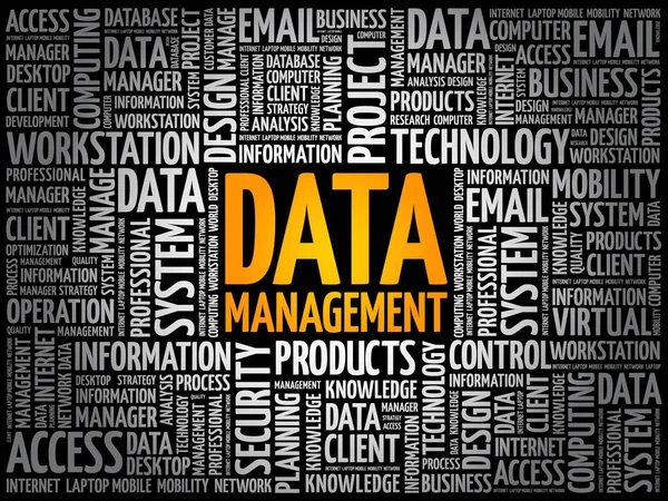 Datenmanagement Word Cloud Collage — Stockvektor