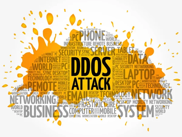 DDOS Ataque palabra nube collage — Vector de stock