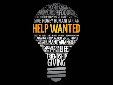 Yardım aranıyor ampul kelime bulut kolaj
