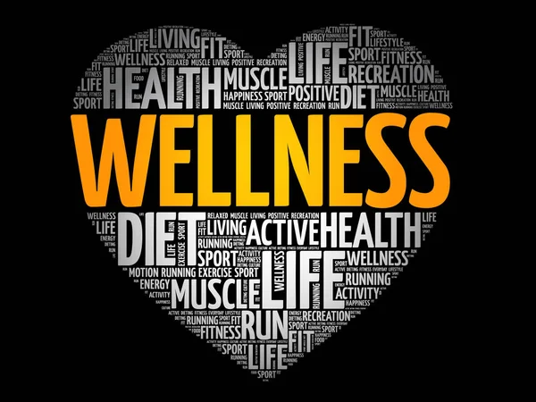 Wellness hjärtat word cloud — Stock vektor